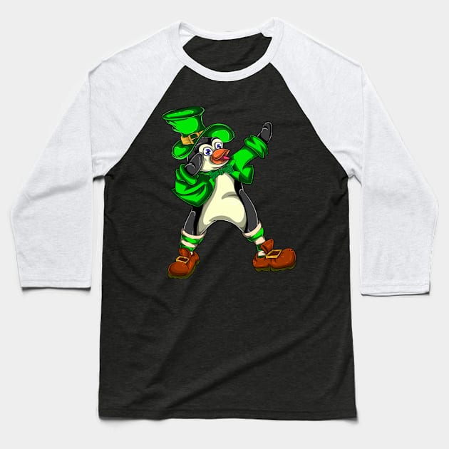 Penguin Dabbing Green St Patricks Day Baseball T-Shirt by ShirtsShirtsndmoreShirts